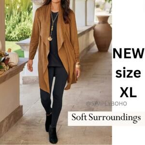 NEW  - SOFT SURROUNDINGS  women's  faux suede  tobacco brown  jacket coat - XL